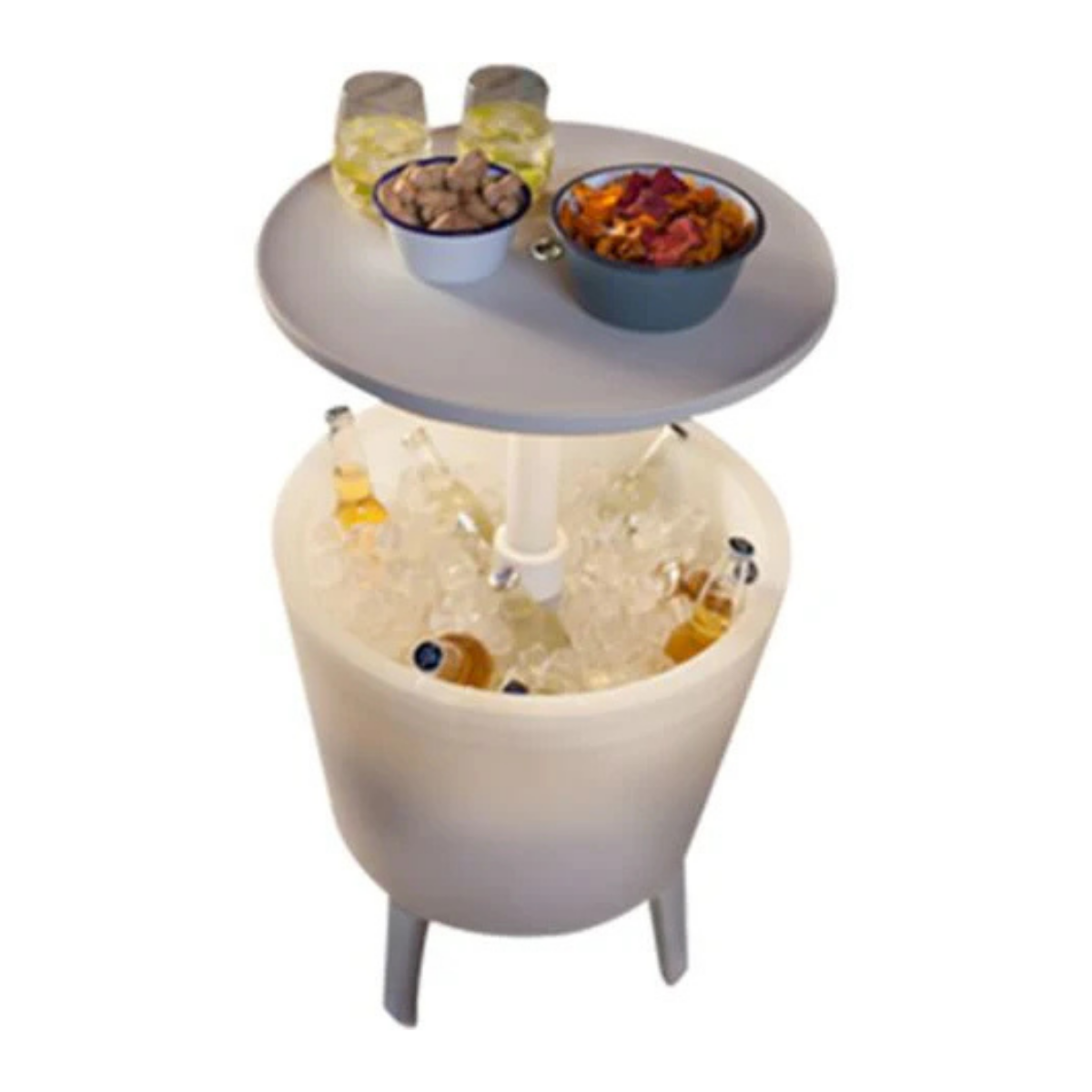 Mesa Nevera Multifuncional 39L con Iluminación LED Mesa Auxiliar Refrigeradora para Terraza y Jardín