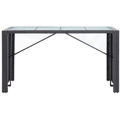 Conjunto de Bar para Jardín 9 Piezas Mesa Alta y Sillas de Ratán Sintético para Exterior