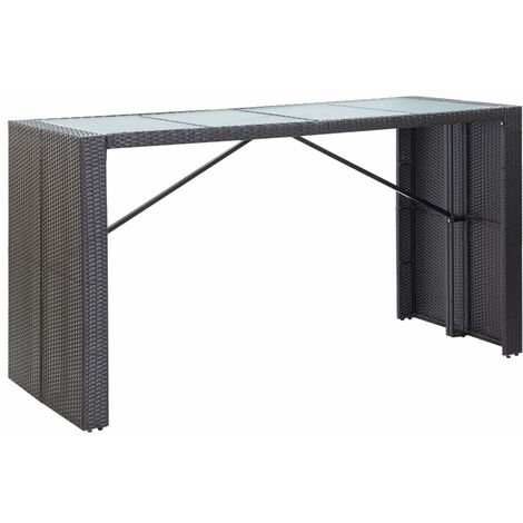 Conjunto de Bar para Jardín 9 Piezas Mesa Alta y Sillas de Ratán Sintético para Exterior