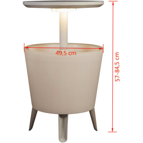 Mesa Nevera Multifuncional 39L con Iluminación LED Mesa Auxiliar Refrigeradora para Terraza y Jardín