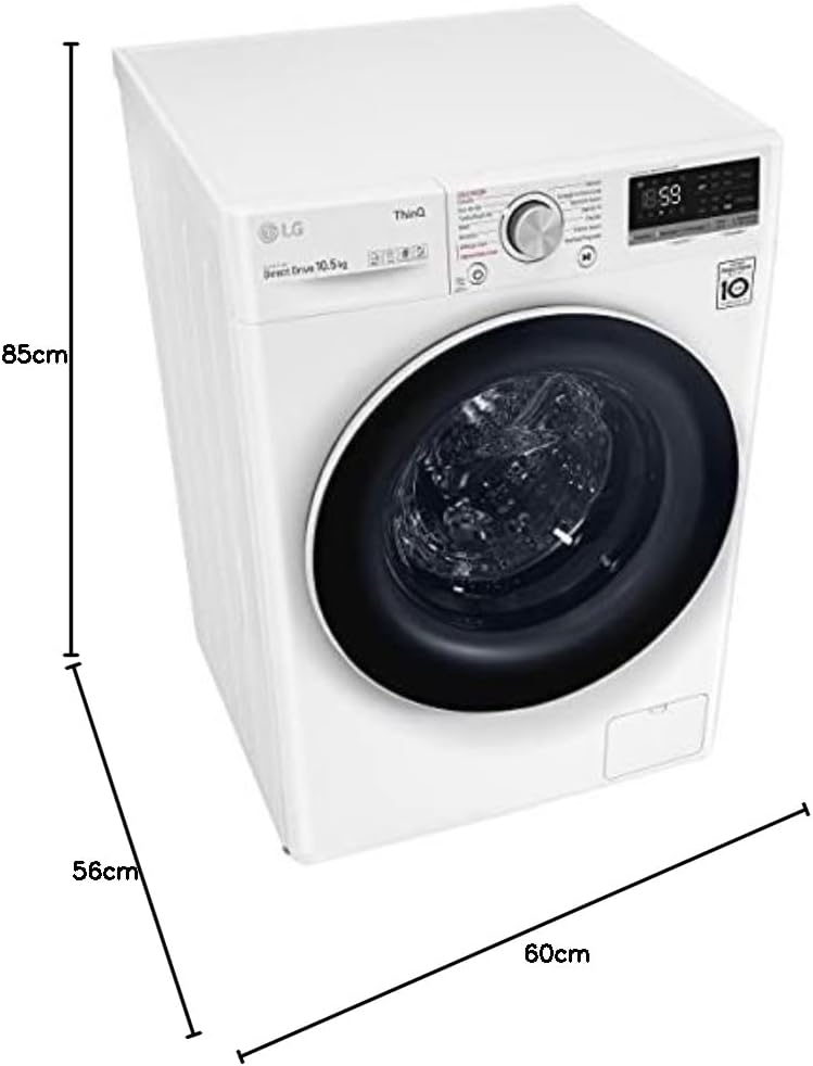 Lavadora LG de carga frontal de 10,5 kg, 1400 rpm, WiFi, inteligencia artificial