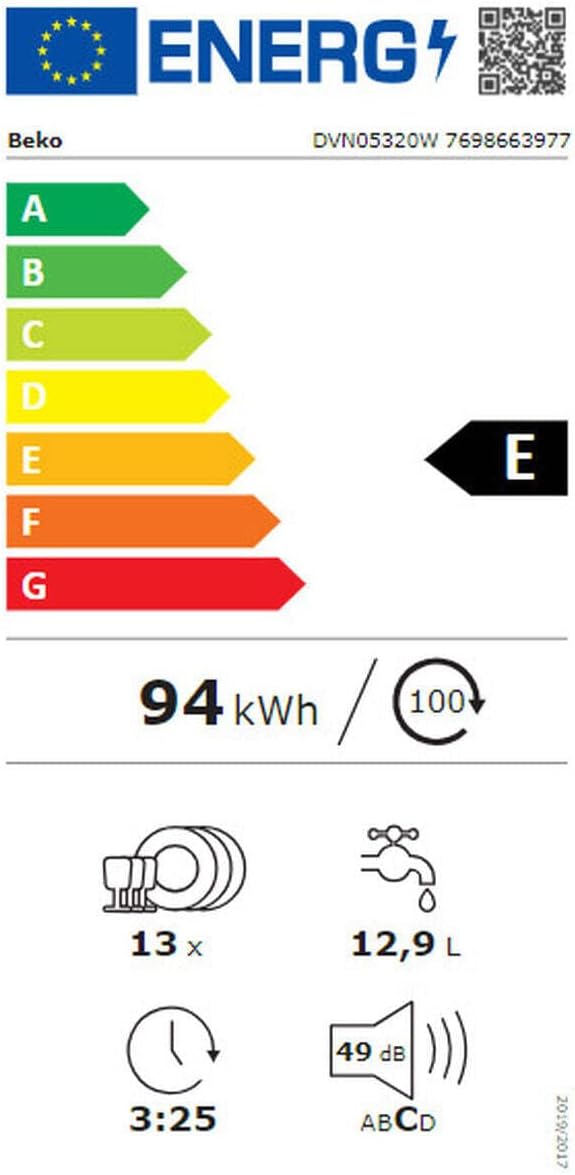 Beko Dishwasher, Libre instalación, Freestanding 13 Place Settings