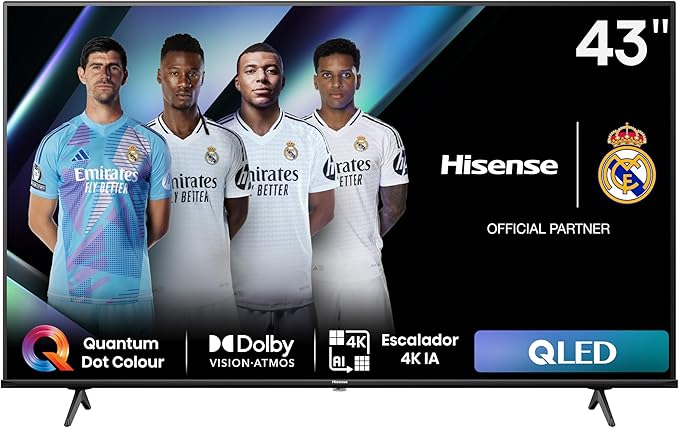Hisense QLED Smart TV, 43 Pulgadas Televisor, Quantum Dot Colour, Dolby Vision