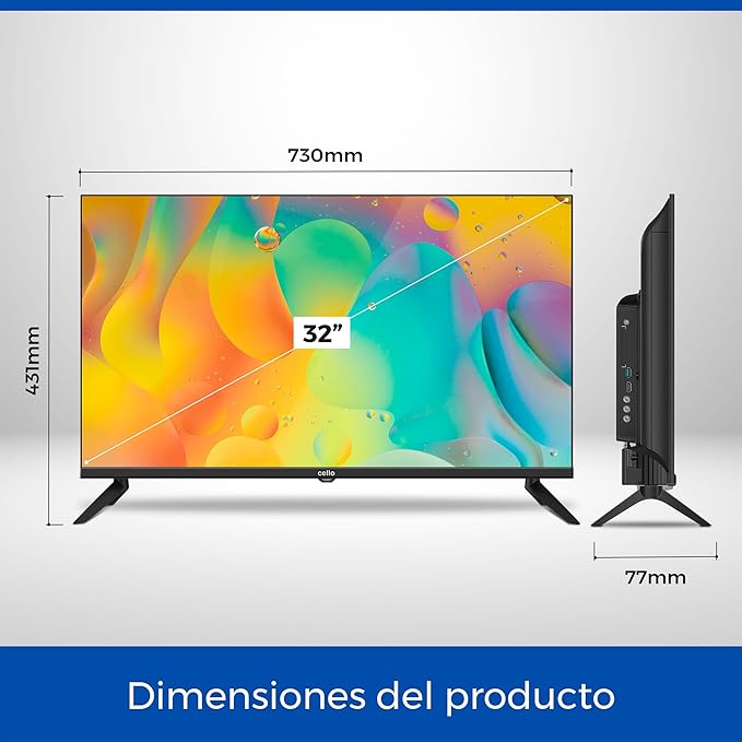 Cello 32" Smart TV LG WebOS HD Ready Televisión con Triple sintonizador