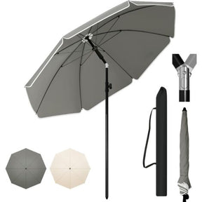 Sombrilla de Jardín Redonda Ajustable con Inclinación | Parasol Exterior para Terraza y Balcón