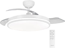 Ventilador de techo LEDUNI con luz y mando a distancia, 3 aspas con motor DC de 30 W + luz LED de 66 W, temporizador, 6 velocidades, aspas retráctiles, 3 temperaturas de luz, función silenciosa para verano e invierno (blanco, 50 cm)