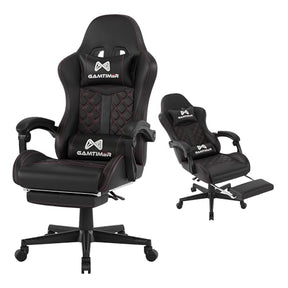 Gamtimer Silla para videojuegos, silla para adultos de 400 libras, silla de conputadora de respaldo alto con reposapiés y reposabrazos vinculados, silla de videojuegos de oficina con soporte lumbar