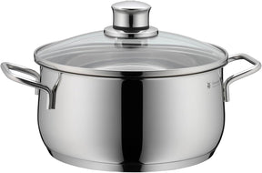 Batería de Cocina de 5 Piezas de Acero Inoxidable – Ollas Aptas para Inducción con Tapas de Cristal