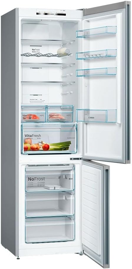 Frigorífico Combi, Libre instalación, Serie 4, VitaFresh, Acero antihuellas, [Clase de eficiencia energética E]