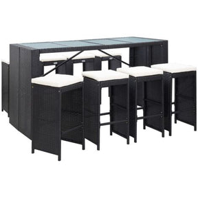 Conjunto de Bar para Jardín 9 Piezas  Mesa Alta y Sillas de Ratán Sintético para Exterior