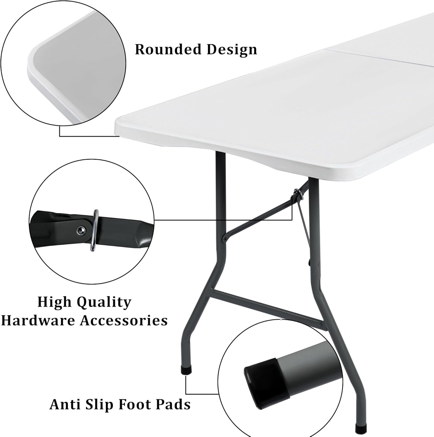 Mesa Plegable Portátil 180x70 cm – Mesa Rectangular para Camping, Jardín, Eventos y Reuniones
