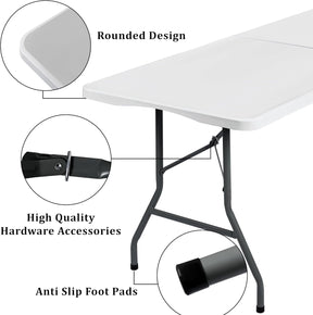 Mesa Plegable Portátil 180x70 cm – Mesa Rectangular para Camping, Jardín, Eventos y Reuniones