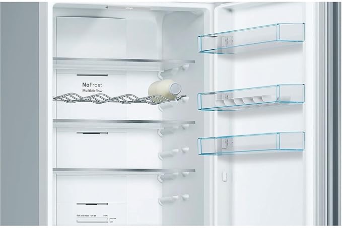 Frigorífico Combi, Libre instalación, Serie 4, VitaFresh, Acero antihuellas, [Clase de eficiencia energética E]