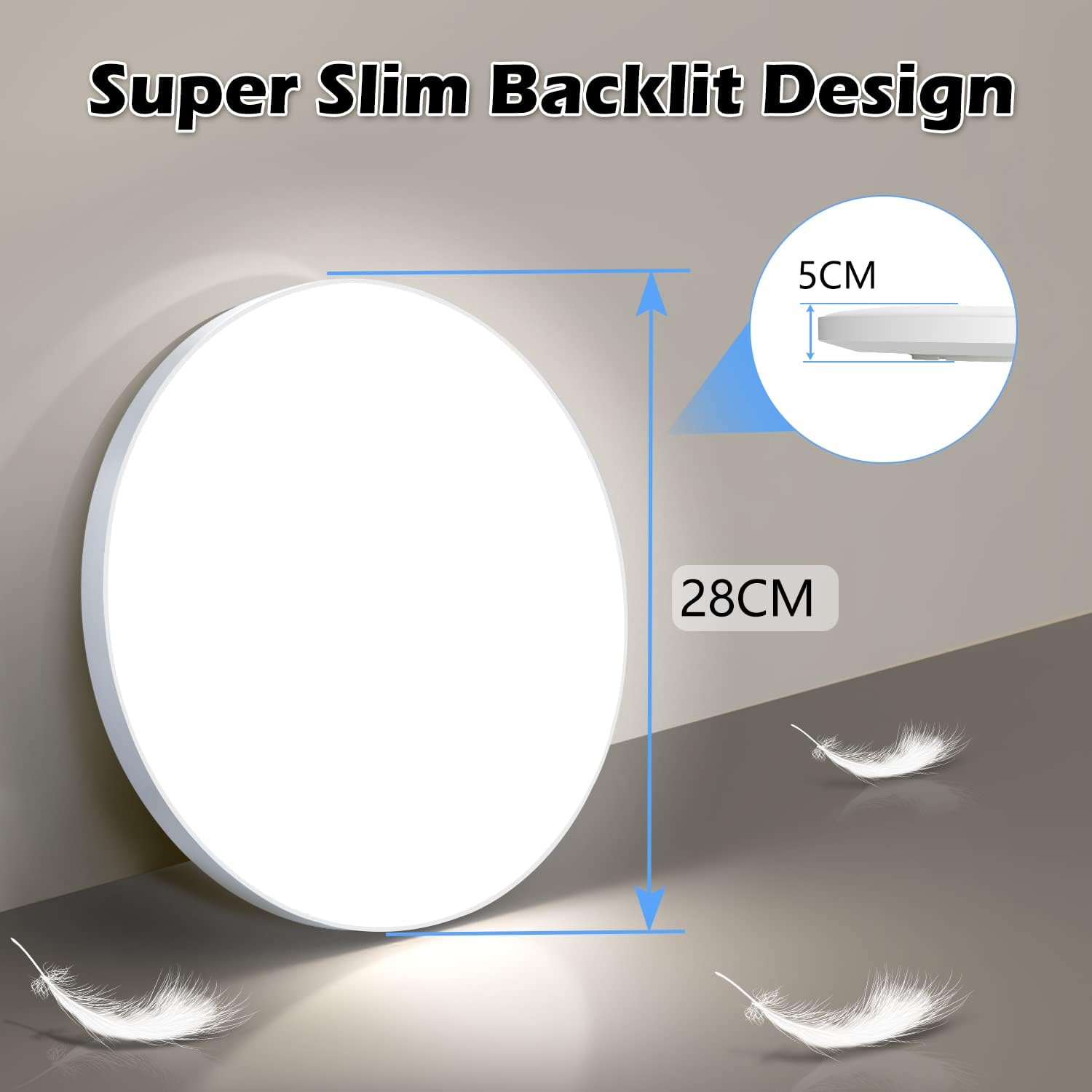 Plafón LED de Techo 24W – 2000LM, IP44, Luz Moderna para Dormitorio, Cocina y Baño
