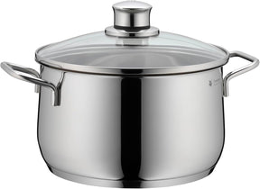 Batería de Cocina de 5 Piezas de Acero Inoxidable – Ollas Aptas para Inducción con Tapas de Cristal