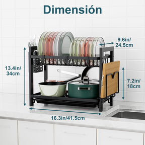 Escurridor de Platos – Organizador Grande con Bandeja de Goteo y Soporte para Cubiertos