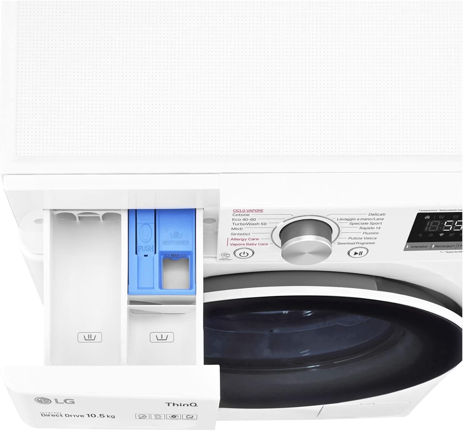 Lavadora LG  de carga frontal de 10,5 kg, 1400 rpm, WiFi, inteligencia artificial