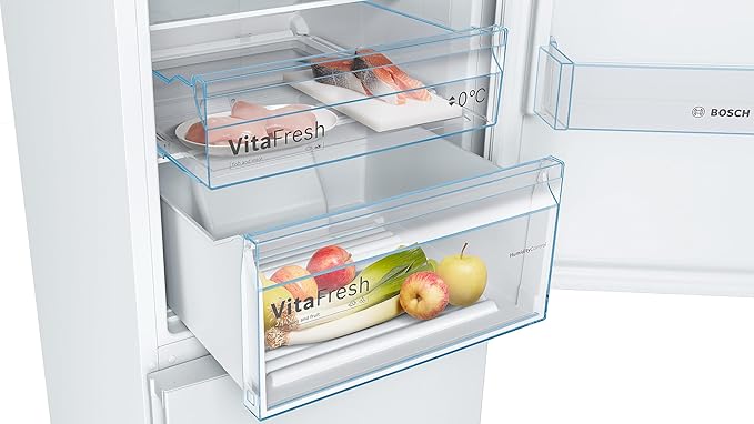 Frigorífico combi, Libre Instalación, VitaFresh Plus con Tirador integrado, 186x60 cm, 326 l, Color Blanco [Clase de eficiencia energética E]