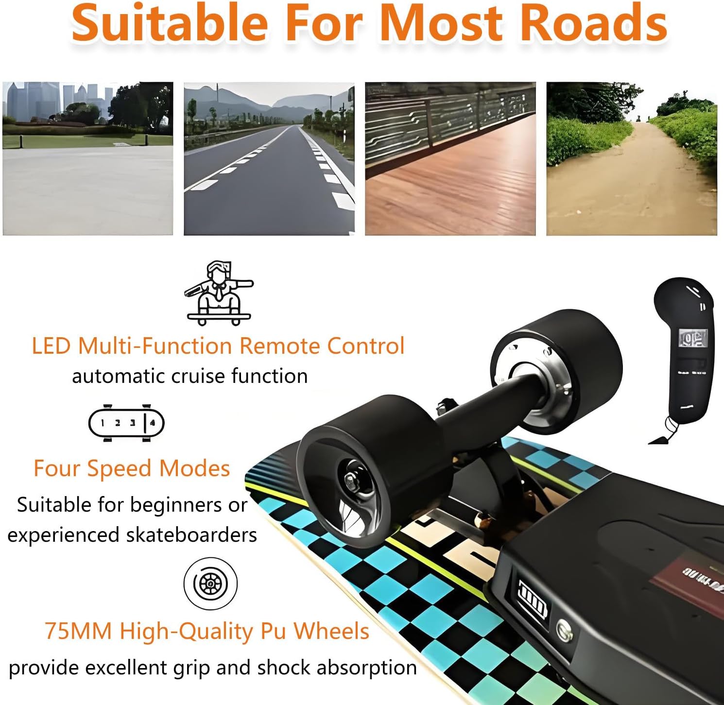 Monopatín Eléctrico para Adultos con Mando – Autonomía 26 km, Velocidad 22 km/h y Carga Máxima 150 kg