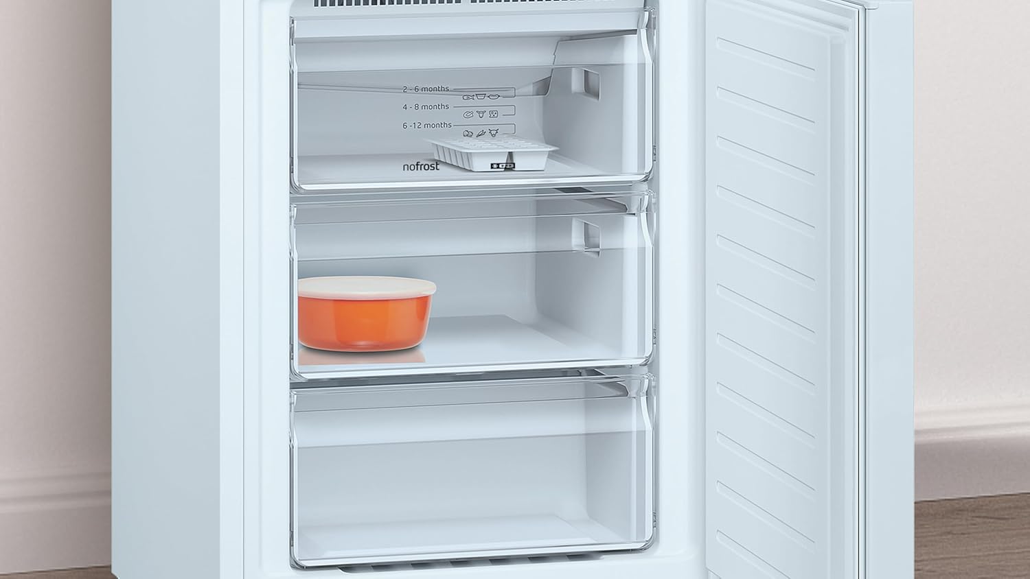 Frigorífico combinado, 203 x 60 cm, Cajón ExtraFresh, Iluminación LED, Blanco, 3KFE763WI [Clase de eficiencia energética E]