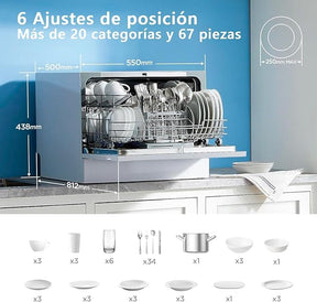 Lavavajillas  Pequeño Blanco 55 cm para 6 servicios