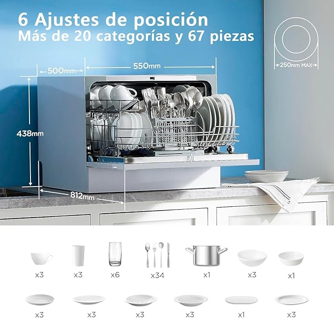 Lavavajillas  Pequeño Blanco 55 cm para 6 servicios