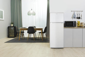 Frigorífico Combi, 211L, Cajón Verdulero, Iluminación LED, Puerta Reversible, 41DB, Alarma de Puerta, Ancho 55cm, Altura 1,45m, Blanco [Clase de eficiencia energética E]