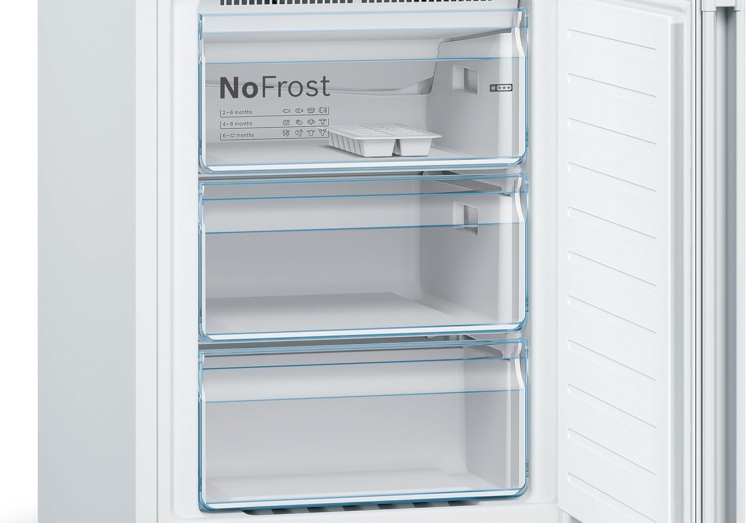 Frigorífico combi, Libre Instalación, VitaFresh Plus con Tirador integrado, 186x60 cm, 326 l, Color Blanco [Clase de eficiencia energética E]