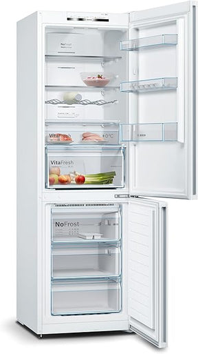 Frigorífico combi, Libre Instalación, VitaFresh Plus con Tirador integrado, 186x60 cm, 326 l, Color Blanco [Clase de eficiencia energética E]