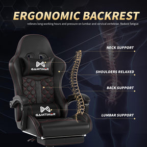 Gamtimer Silla para videojuegos, silla para adultos de 400 libras, silla de conputadora de respaldo alto con reposapiés y reposabrazos vinculados, silla de videojuegos de oficina con soporte lumbar