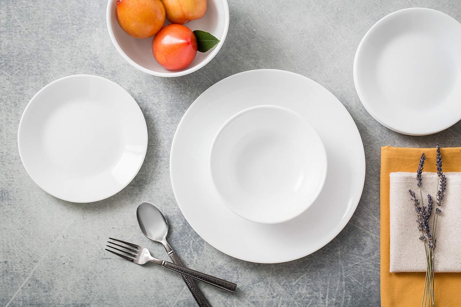 Juego de Vajilla de 18 Piezas para 6 Personas – Platos y Cuencos Resistentes con Diseño Blanco Elegante