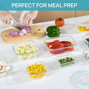 Set de Recipientes de Cristal Herméticos para Alimentos – Envases Reutilizables con Tapas, Aptos para Microondas y Lavavajillas (15 paquetes)
