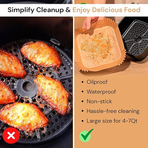 Papel Freidora Aire, Air Fryer, 100 Unidades, 20-24 cm