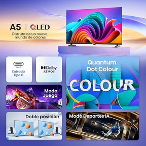 Hisense QLED TV, 32 Pulgadas, Dolby Atmos, Modo Juego, Entrada Tipo C