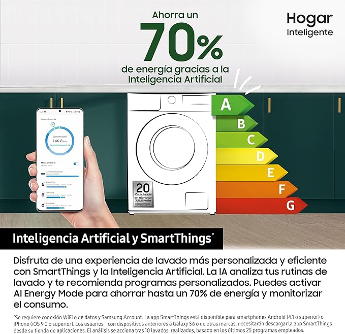 Lavadora 9K - Tecnología AI EcoBubble™ con SmartThings e Inteligencia Artificial