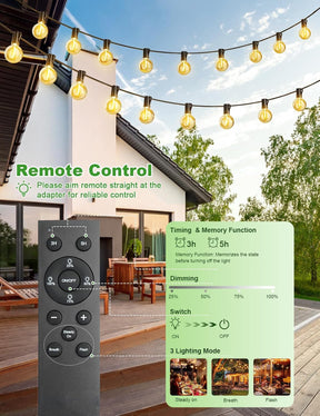 FIFlying Guirnaldas de Luces Solares para Exterior, 17.1M/56.1Ft Lámparas Solares de Jardín con 24+1 Bombillas G40, 8 Modos, Impermeables – Guirnalda Solar Premium para Jardín, Terraza, Navidad y Eventos Especiales