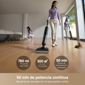 Aspirador en Seco y Húmedo Inteligente – 18.000 Pa, Limpieza 180°, Autolimpieza con Agua Caliente y 50 Min de Autonomía