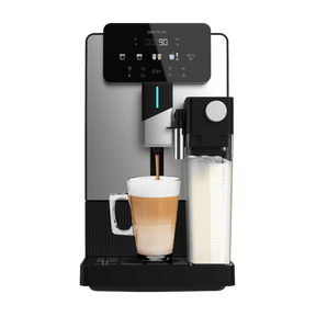 Cafetera superautomática compacta con 19 bares, tanque de leche y sistema Thermoblock.